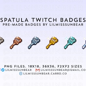 スパチュラ | ストリーミング用の P2U Twitch ピクセルアート サブとビット バッジ | アイアン、ブロンズ、シルバー、ゴールド、ダイヤモンド、プラチナ