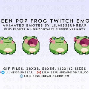 Green Pop Frog - Animated Twitch Emote | P2U Pixel Art Emote for Streaming, Subscriber Rewards