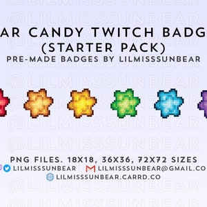 Konpeito Star Fragment Japanese Candy - Starter Pack | P2U Twitch Sub Badges, Bit Badges | Pixel Art Badges for Streaming