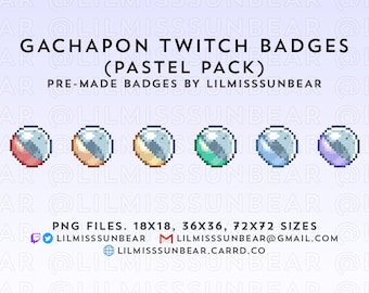 Gachapon Capsule Toy - Pastel Pack / P2U Twitch Sub Badges, Bit Badges / Pixel Art Badges for Streaming