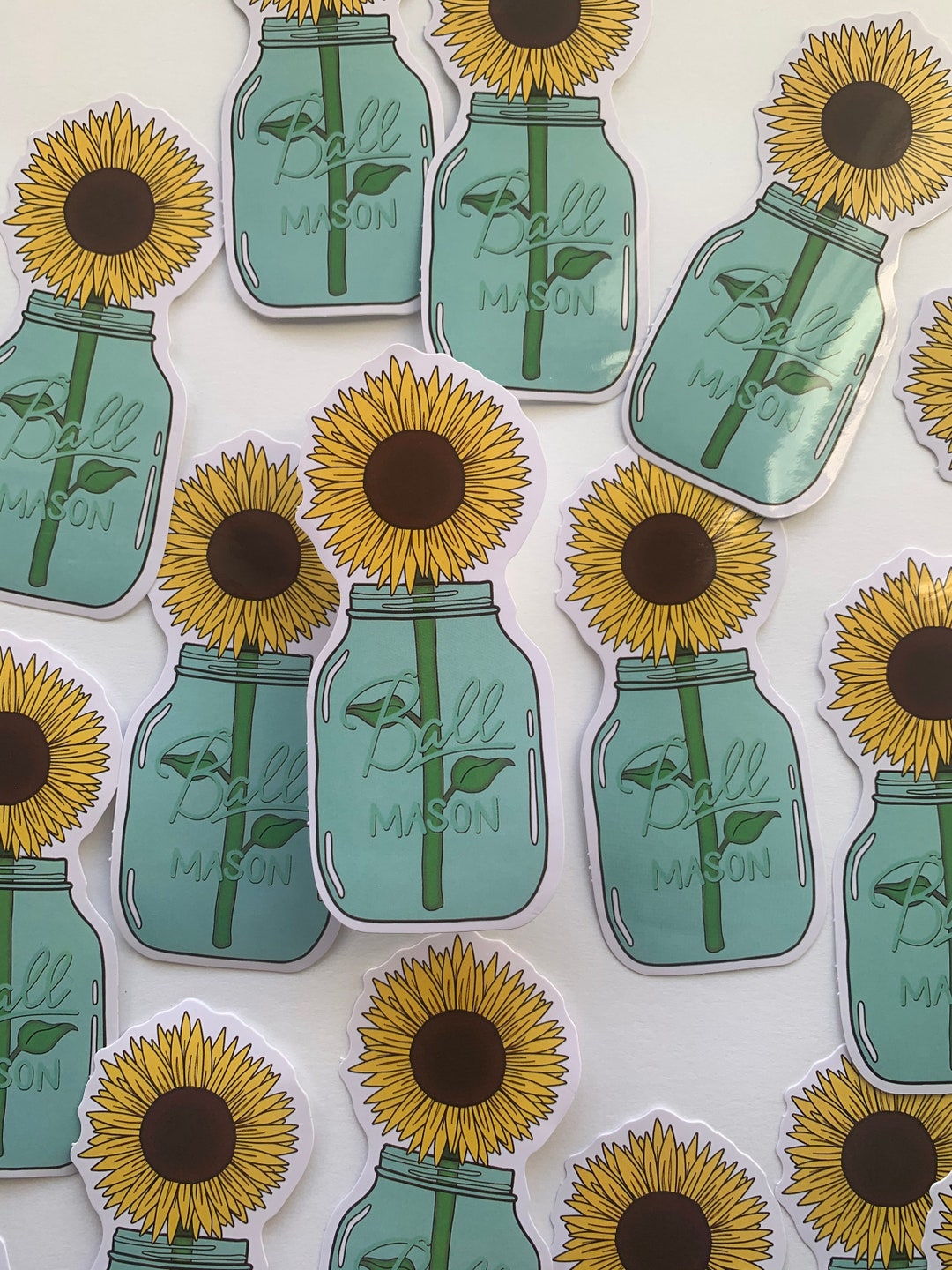 Sunflower in Mason Jar Sticker Flowers Etsy