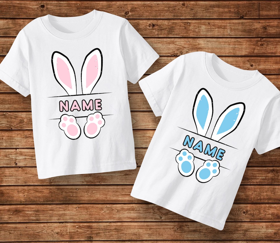 Cute Easter Bunny Kids Shirts Custom Name Easter shirt for Etsy