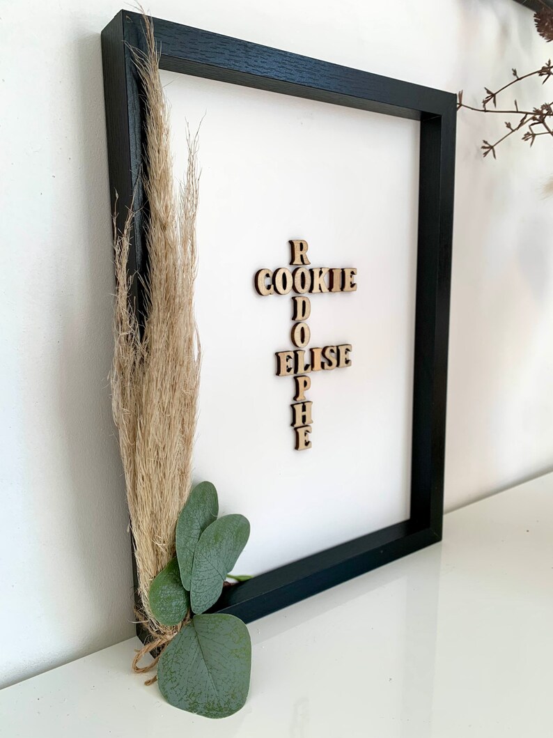 Roze Poudrey – Cadre personnalisé et mots croisés en lettres en bois Roze Poudrey – Cadre personnalisé et mots croisés en lettres en bois