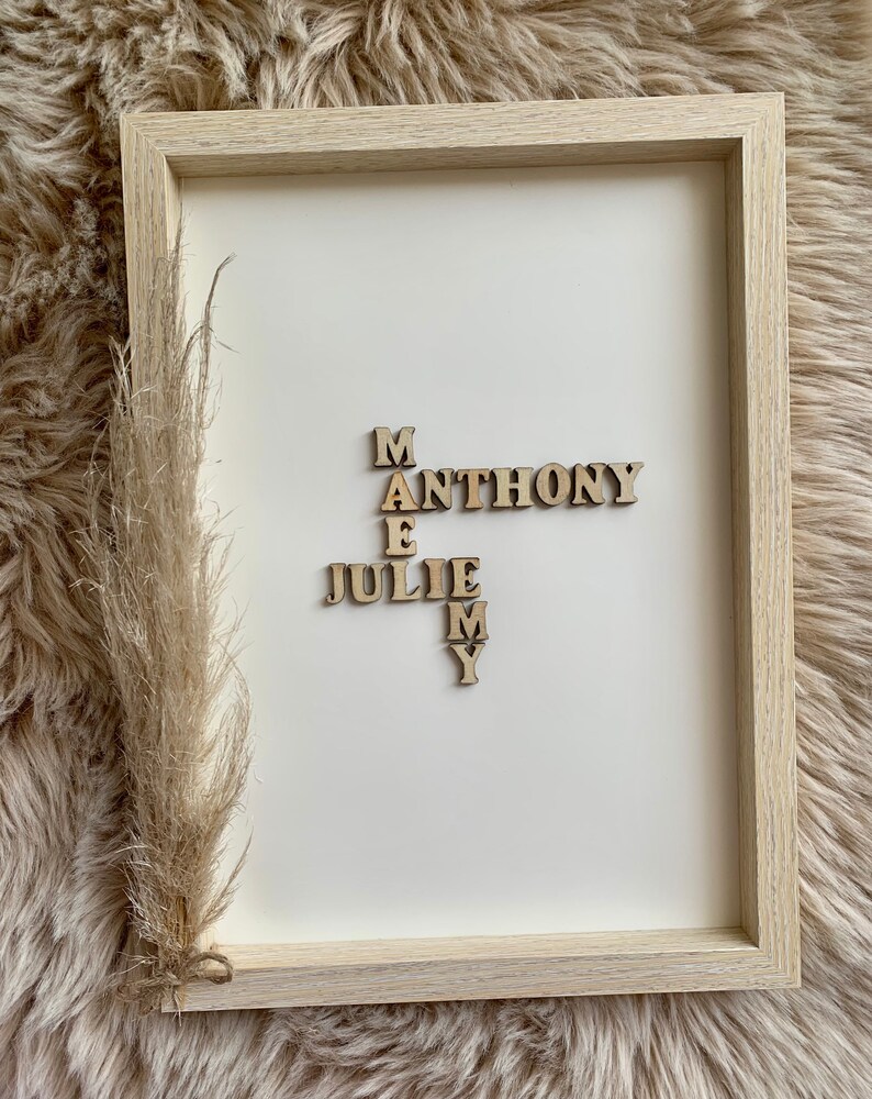 Roze Poudrey – Cadre personnalisé et mots croisés en lettres en bois Roze Poudrey – Cadre personnalisé et mots croisés en lettres en bois