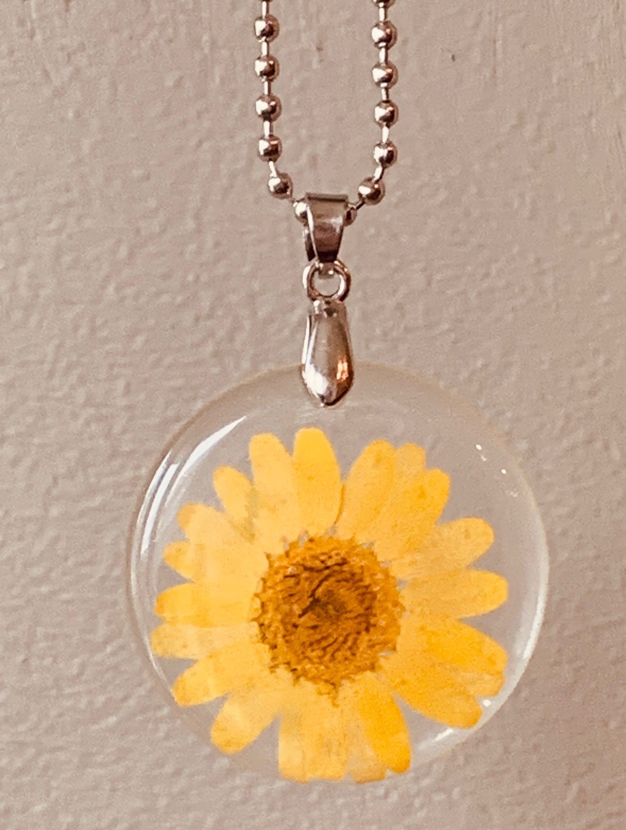 Pressed sunflower necklace Clearance