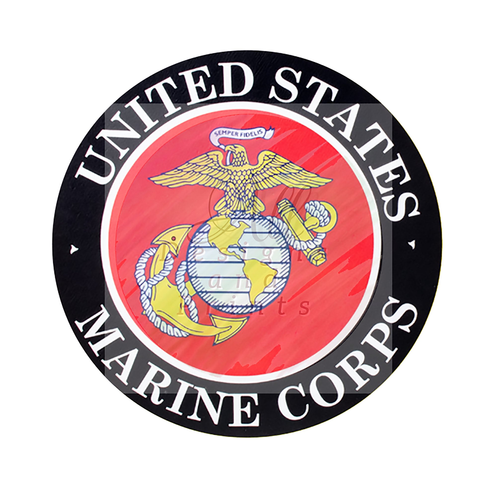 United States Marines Wreath Sign, Marines, USA, black, 8 Inch, Round