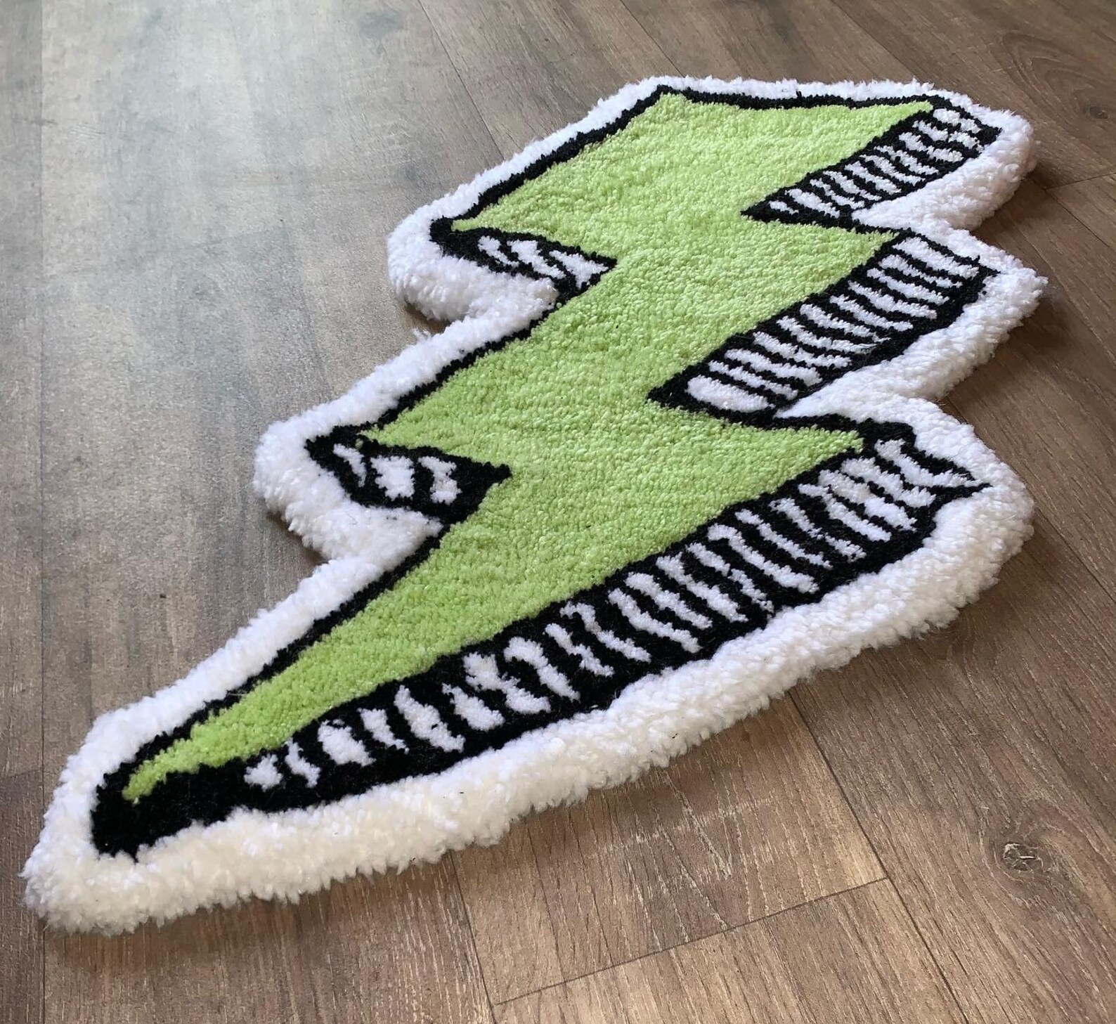 Lightning Bolt Wool Art Wall Piece / Tufted Accent Rug Etsy