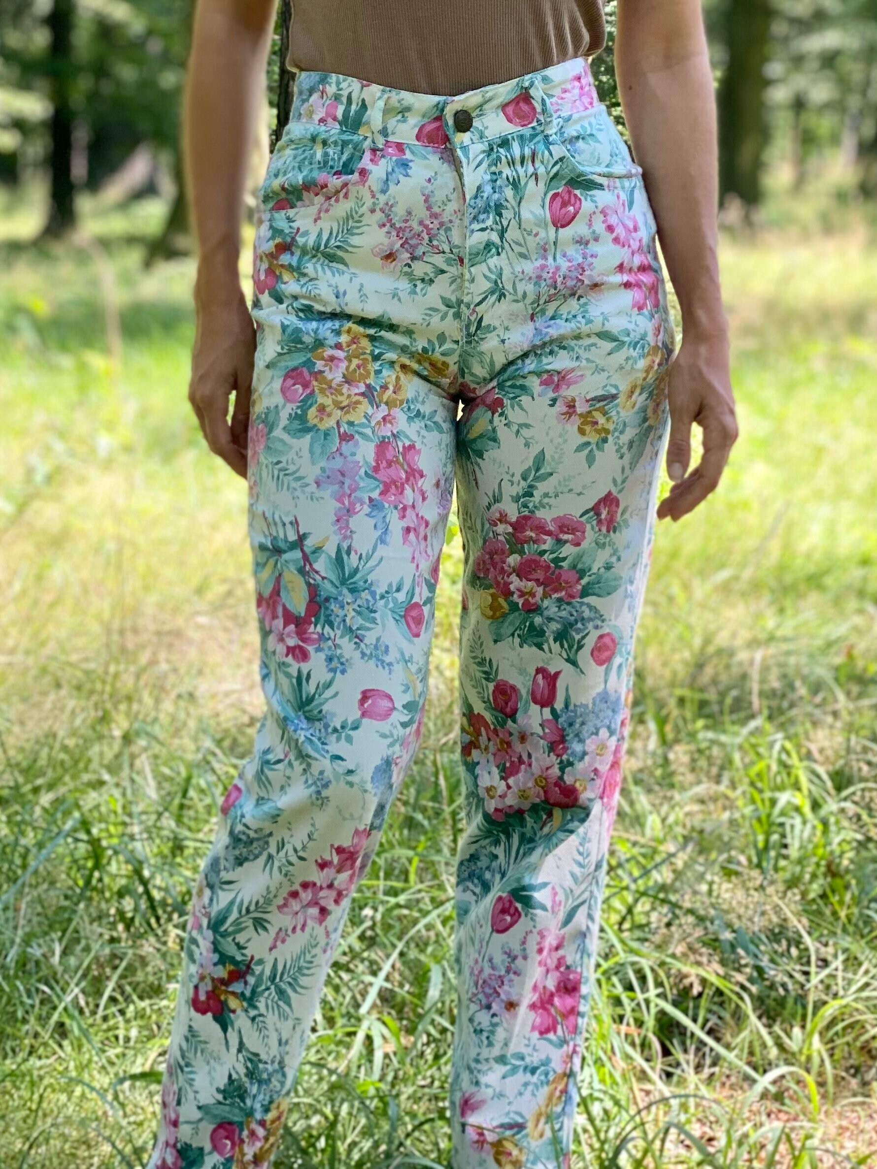 Floral Jeans Etsy Canada