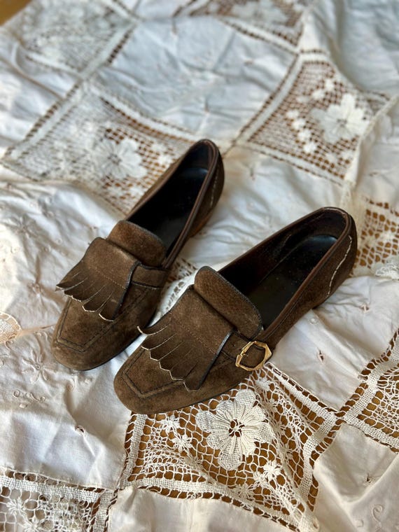 Hush Puppies Brown Suede Loafers Vintage Hush Puppies Brown Suede Loafers Rare Corduroy  main image 2