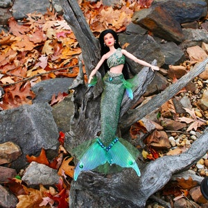 Handmade Sparkling Green Mermaid Costume for 11.5&quot; Fashion Dolls