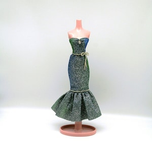 Handmade Blue Sparkling Gown with Beaded Bow for 11.5&quot; Fashion Dolls