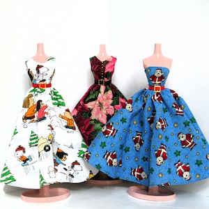 Handmade Vintage Christmas Dresses for 11.5&quot; Fashion Dolls
