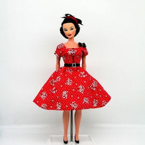 Handmade 1940&#39;s Dress/Hat for 11.5&quot; Fashion Dolls