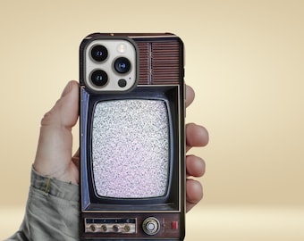 Retro TV Static iPhone Case, Vintage Television Design, Fits iPhone 12–18 Pro Max