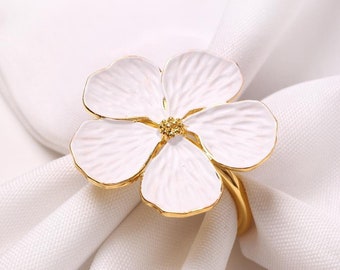 Plum Blossom Napkin Ring|White Flower Napkin Ring|Flower Napkin Ring|Blossom Napkin Ring|White Daisy Napkin Ring