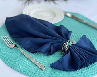 Peacock Napkin Ring|Teal Crystal Napkin Ring|Stone Napkin Ring|Turquoise Napkin Ring|Rhinestone Napkin Ring|Napkin Ring (12 pcs/set)