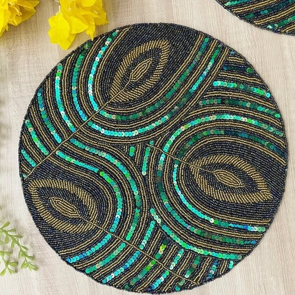 Beaded Peacock Placemats Etsy
