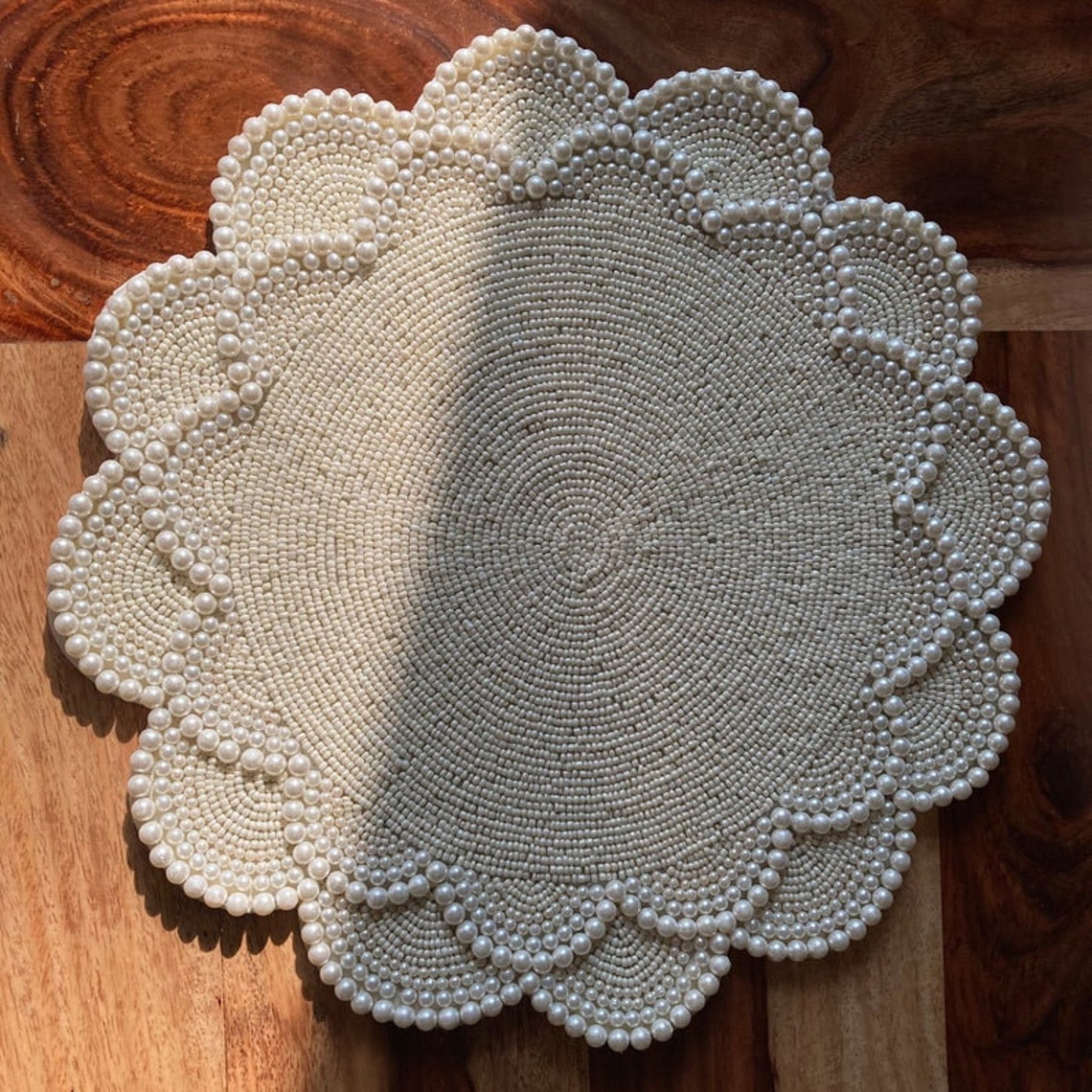 Handmade Beaded Placemat/pearl Placemat/ Living Room Table Decoration