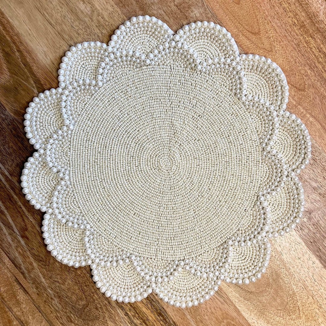 Handmade Beaded Placemat/pearl Placemat/ Living Room Table Decoration