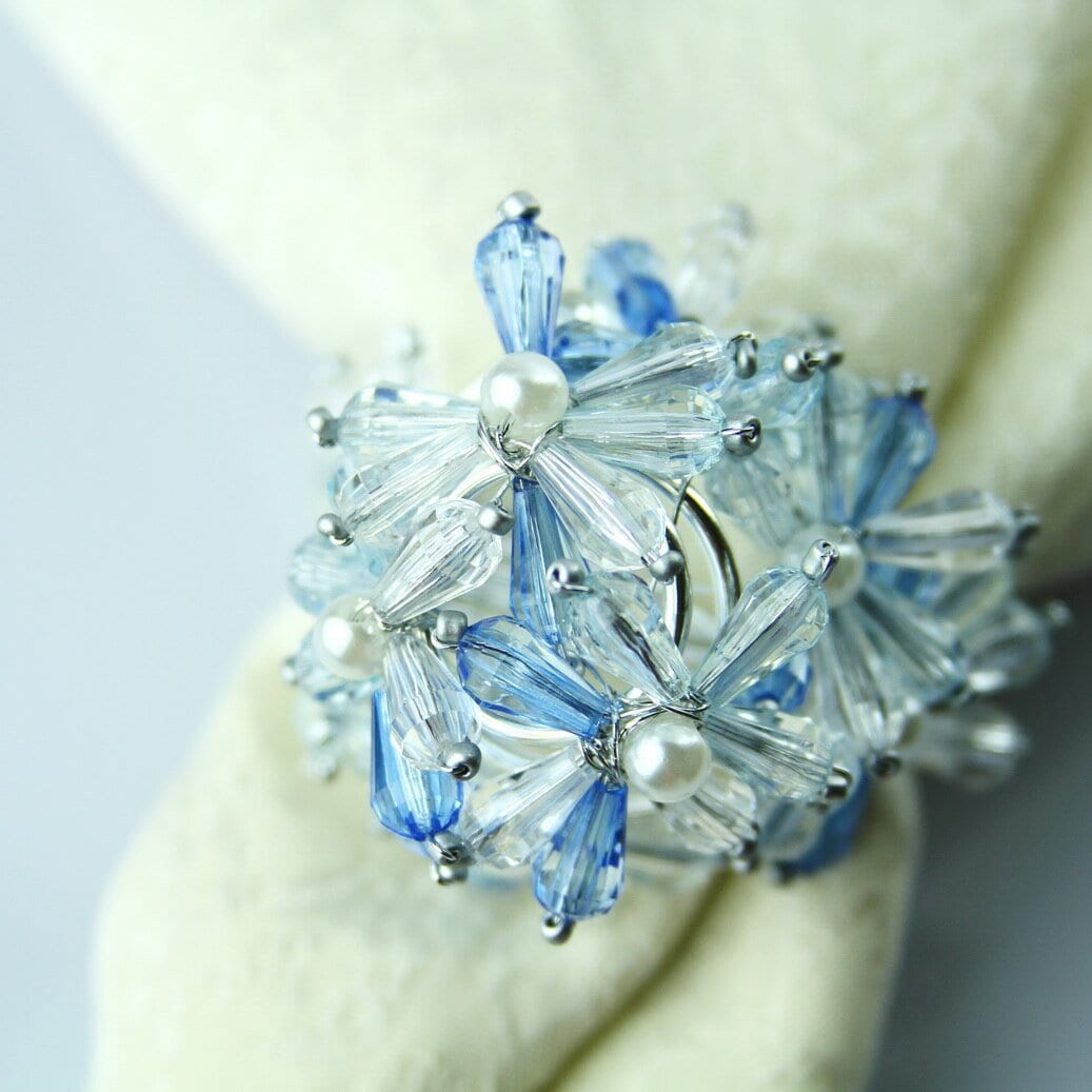 Baby Blue Flower Napkin Ringsblue Napkin Ringshandmade Napkin