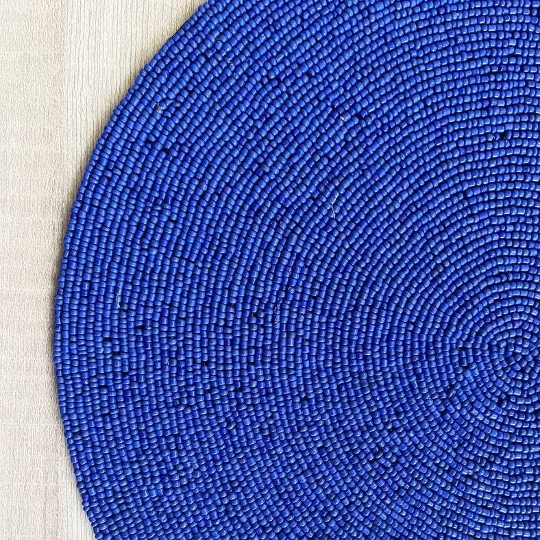 Luxury Handmade Royal Blue Beaded Placemats, Charger Plate Mat, Living