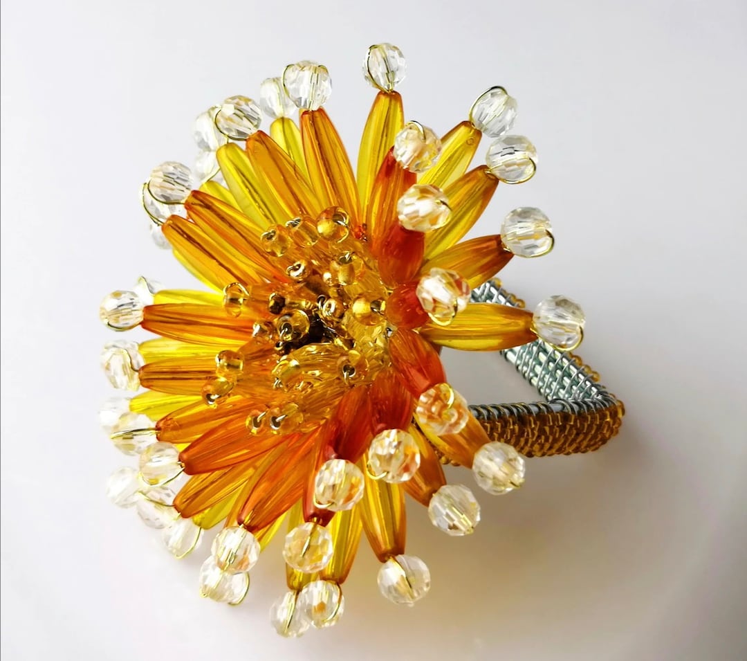 Yellow Gerbera Napkin Ringsyellow Napkin Ringshandmade Napkin