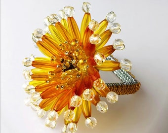 Anelli per tovaglioli Gerbera Gialli/Anelli per tovaglioli Gialli/Anelli per tovaglioli Fatti a Mano/Anelli per tovaglioli Fiori/Anelli per tovaglioli Fiori Gialli/Matrimonio (12 pezzi/set)