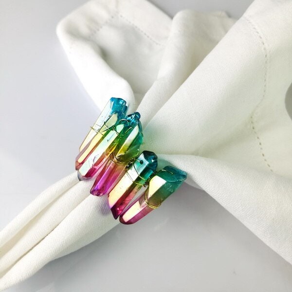 Stone Napkin Rings|gemstone Napkin Rings|handmade Napkin Rings|wedding ...