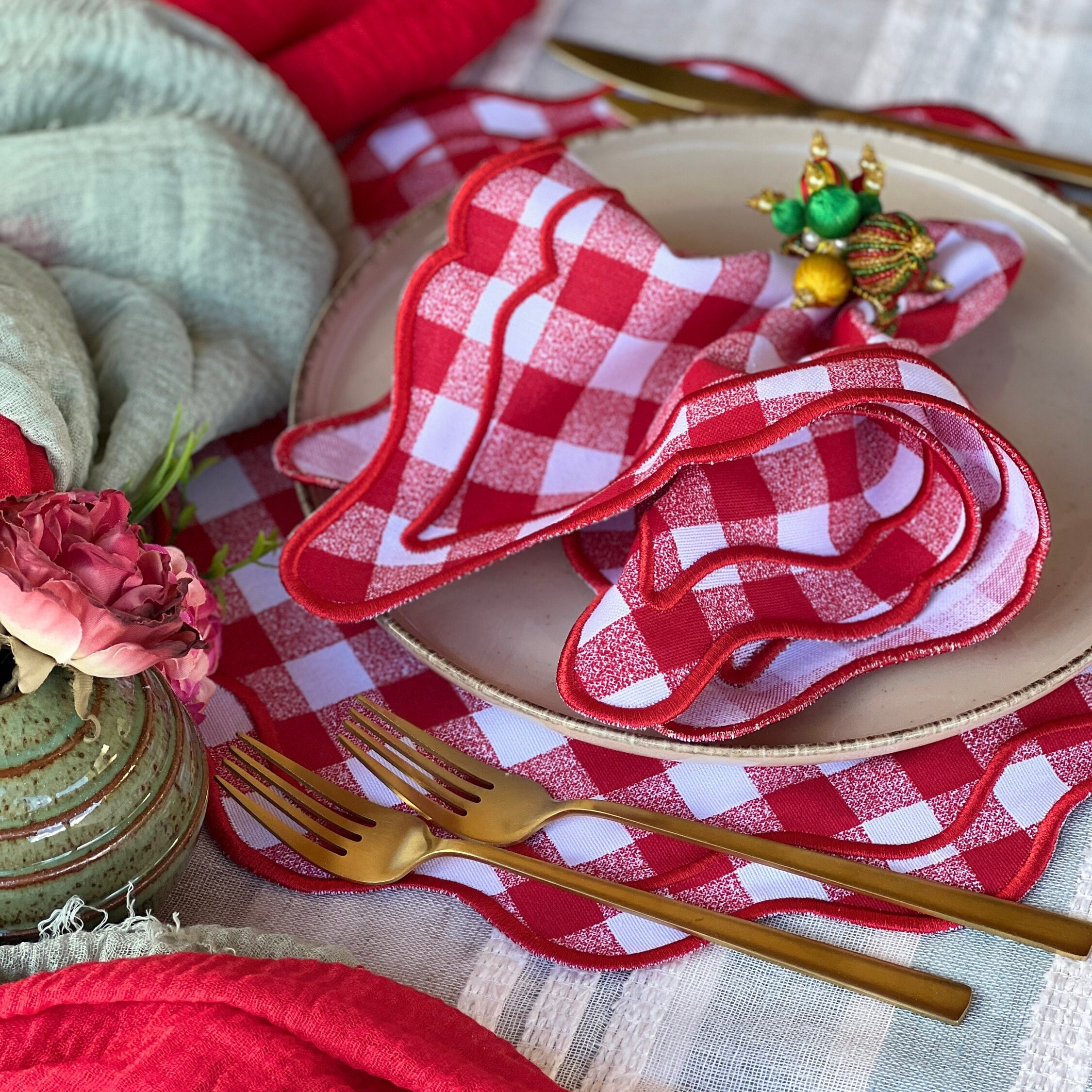 Red Gingham Placemats/gingham Placemats/gingham/gingham Christmas