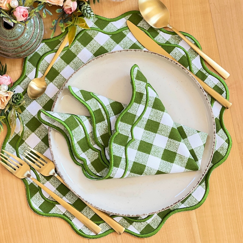 Green Gingham Placemats/gingham Placemats/gingham/gingham Christmas