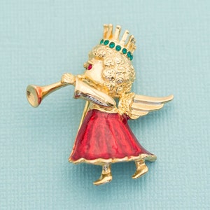 Vintage Gold Tone Angel Brooch by Dana E16
