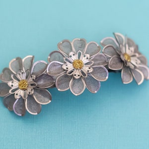 Vintage Silver Tone Formal Elven Floral Hair Clip - E37