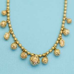Vintage Circle Art Nouveau Spheres Unique Gold Tone Necklace 18 1/2 inch - E35