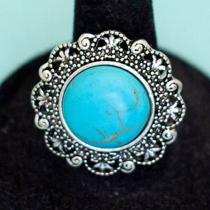 Vintage Bollywood Blue Regulowany Pierścionek, Rozmiar 8 - E29