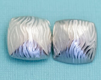 Vintage Edwardian Square-shaped Silver Tone Clip On Earrings - E9