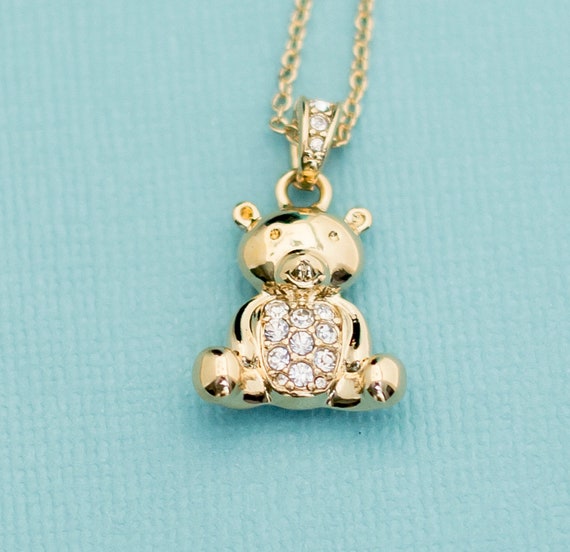 Vintage Gold Bear Pendant Necklace 18 Inches by Avon E4 Etsy