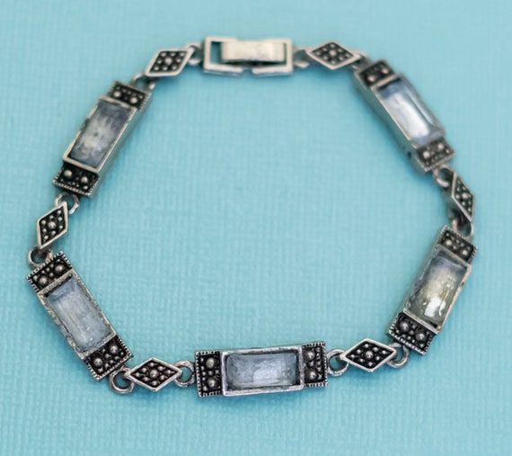 Vintage Edwardian Geometric Rectangular Faux Ston… - image 2