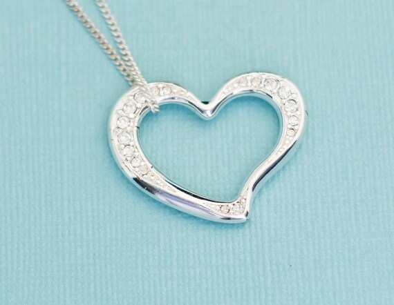 Vintage Silver Heart Pendant Necklace 