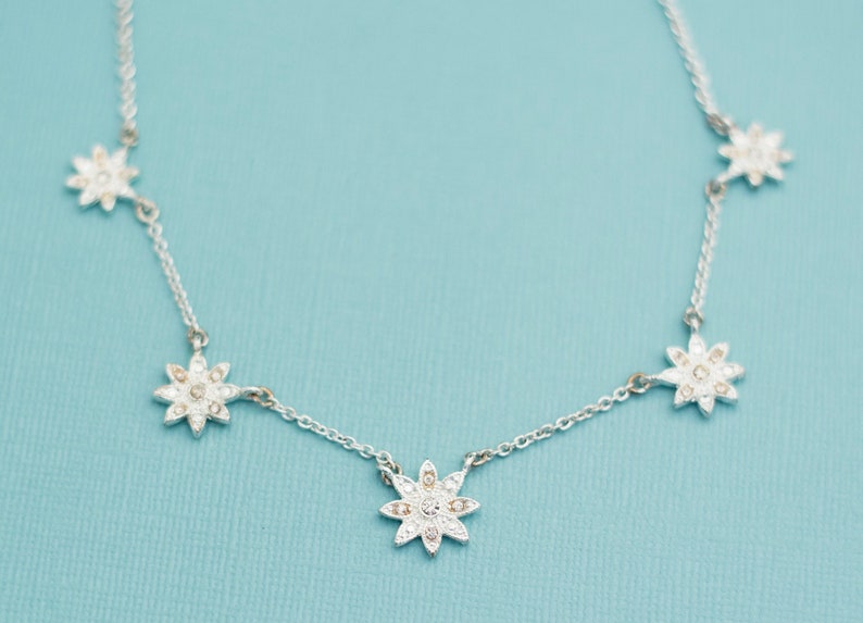 Vintage Snowflake Silver Necklace by Avon E5 image 1