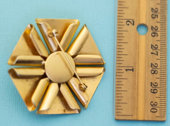 Vintage Geometric Triangular Symbolic Gold Tone B… - image 3