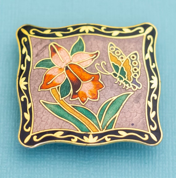 Vintage Art Nouveau Floral Garden Butterfly Clip … - image 2