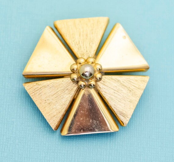 Vintage Geometric Triangular Symbolic Gold Tone B… - image 1