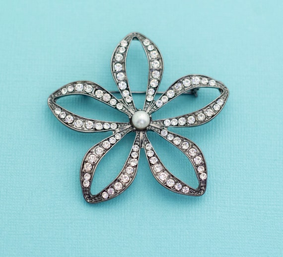 Broche Vintage Grande Fleur Verte En Relief - Pièce Unique Et Imposante - Modèle 3272