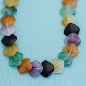 Vintage Colorful Faux Stone Beads Elegant Beaded Necklace 20 inch - E34