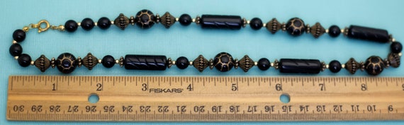 Vintage Black Gothic Beads Geometric Beaded Neckl… - image 3