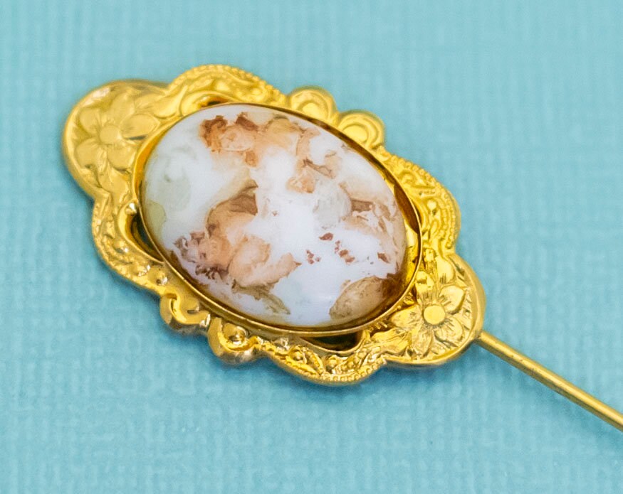 Vintage Renaissance Cameo Oval Stick Pin - E7 - Etsy