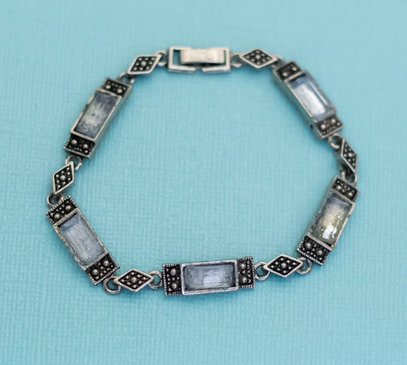 Vintage Edwardian Geometric Rectangular Faux Ston… - image 1