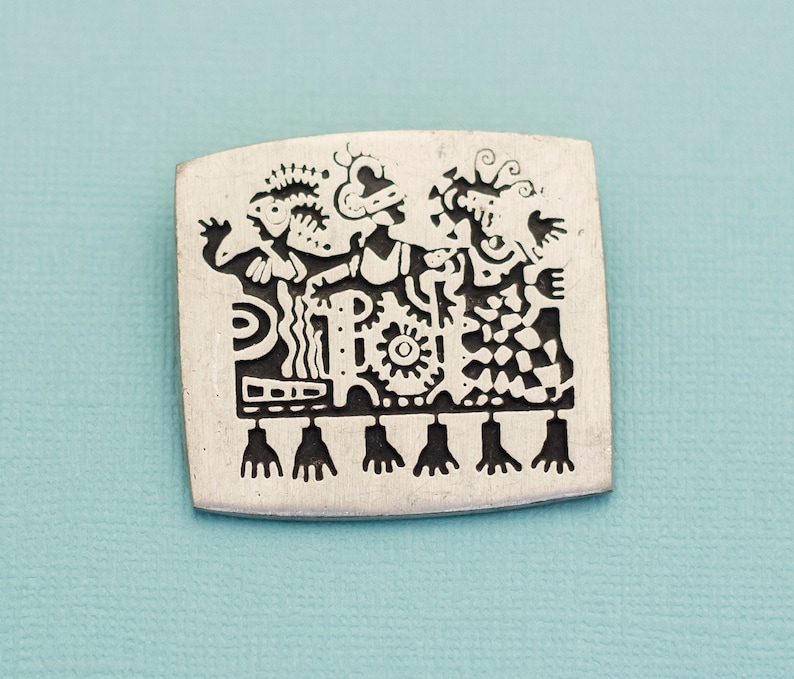 Vintage Silver Square Brooch E16