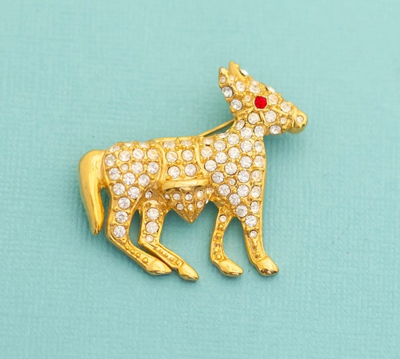 Vintage Gold Animal Brooch, E24 - image 1