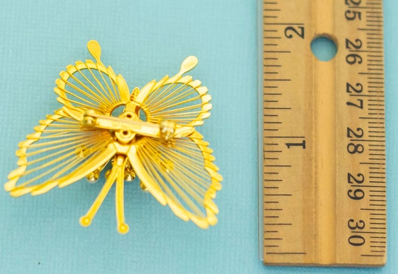 Vintage Gold Tone Butterfly Brooch by Monet, E29 - image 2